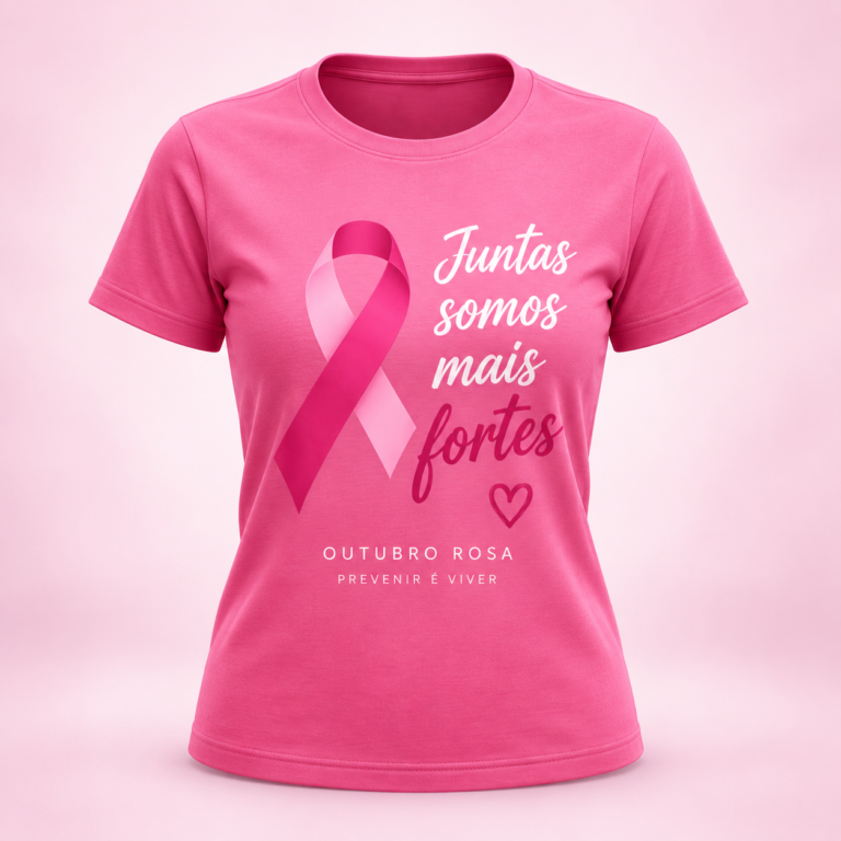 Camiseta personalizada Outubro Rosa - modelo 2