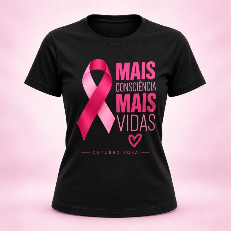 Camiseta personalizada Outubro Rosa - modelo 4